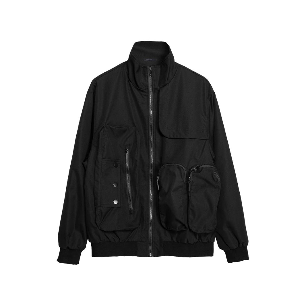 Stand Collar Casual Pocket Work Jacket