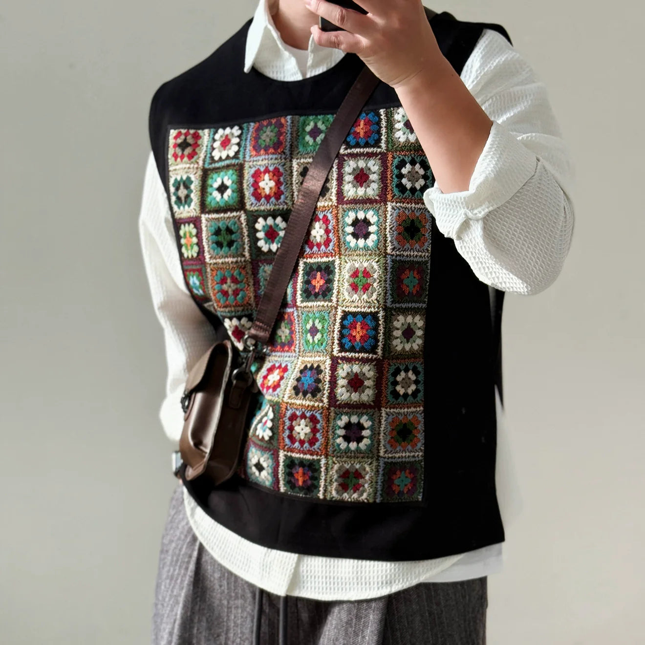 【Weaving Kaleidoscope】Loose Patchwork Pullover Vest