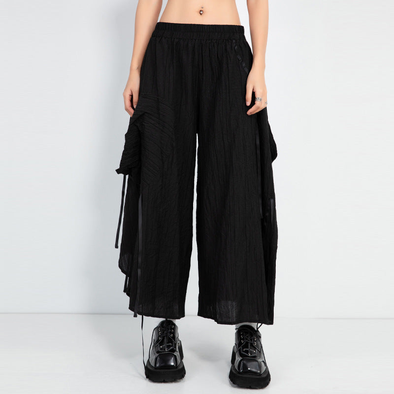Irregular Elastic Waist Loose Wide-leg Pants