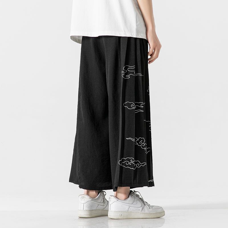 Retro Wide-leg Straight-leg Cropped Pants