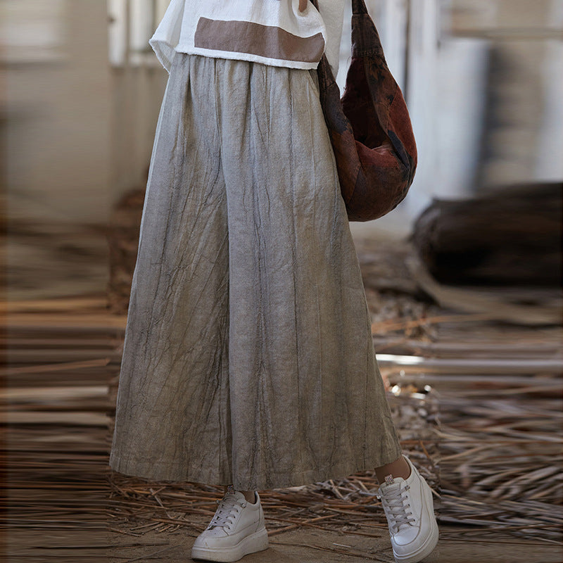 Tie-dyed Elastic Waist Wide-leg Pants