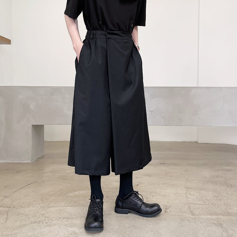 Asymmetric Wide-leg Culottes Hakama Pants