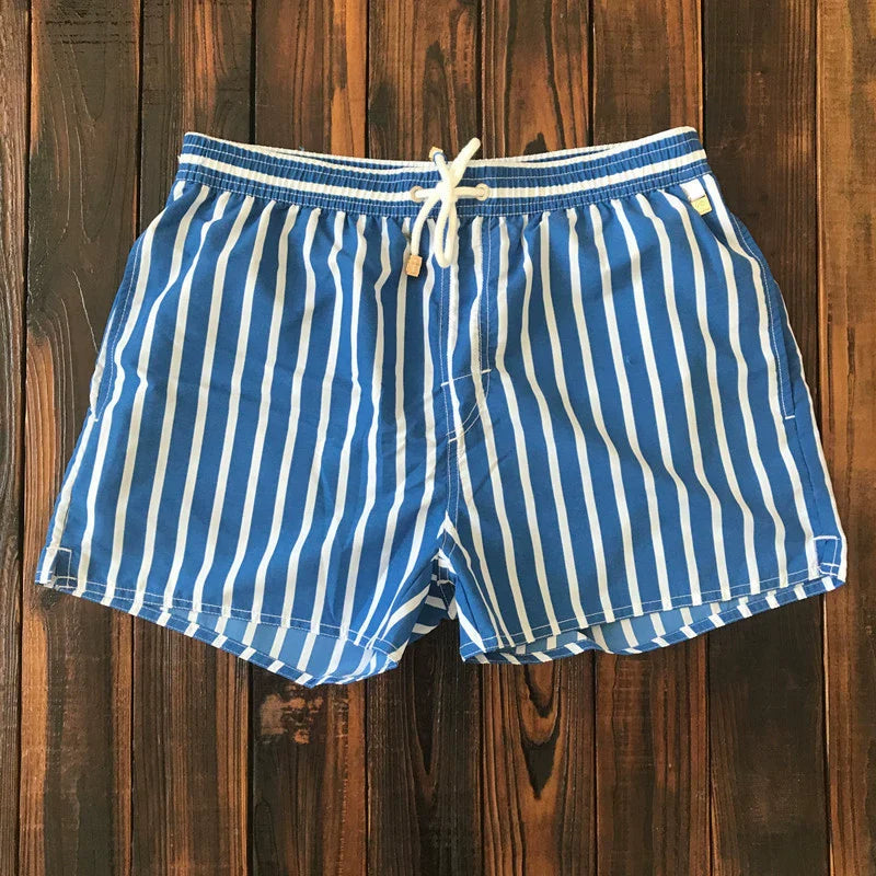Blue Quick-drying Striped Beach Shorts