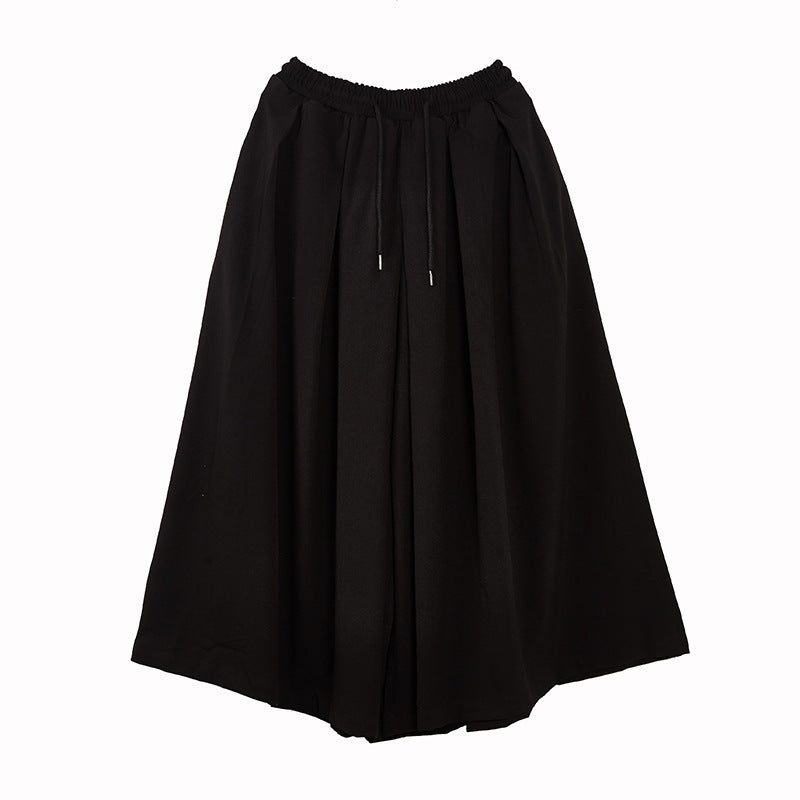 Dark Pleated Culottes Hakama Pants