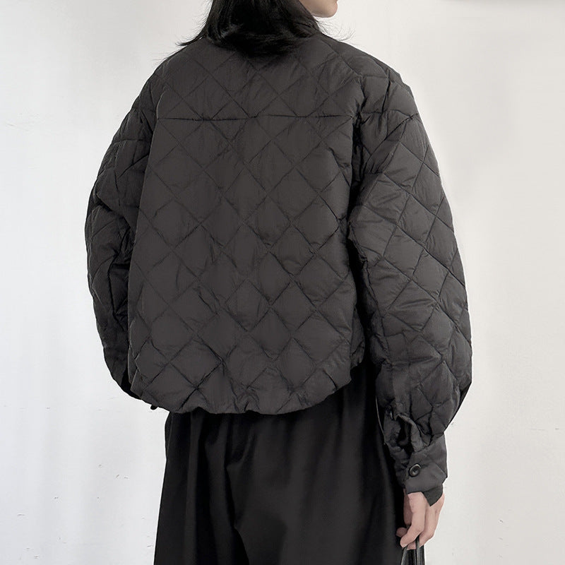 Diamond-patterned White Duck Down Jacket