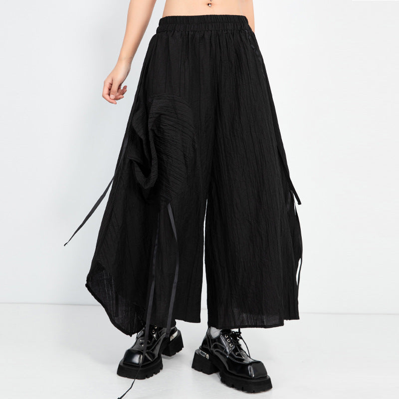 Irregular Elastic Waist Loose Wide-leg Pants