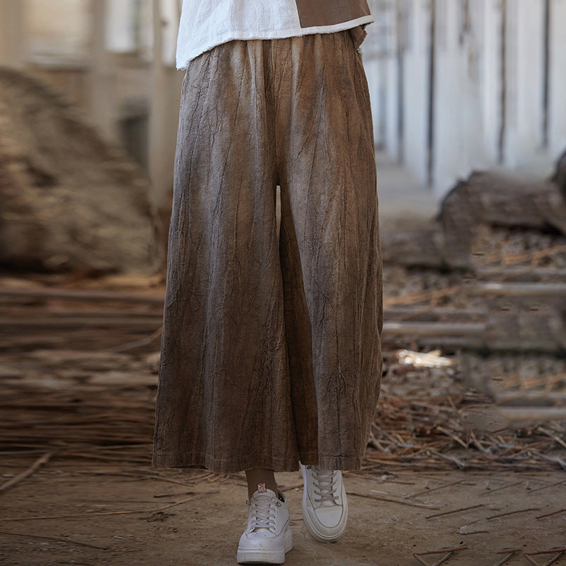 Tie-dyed Elastic Waist Wide-leg Pants