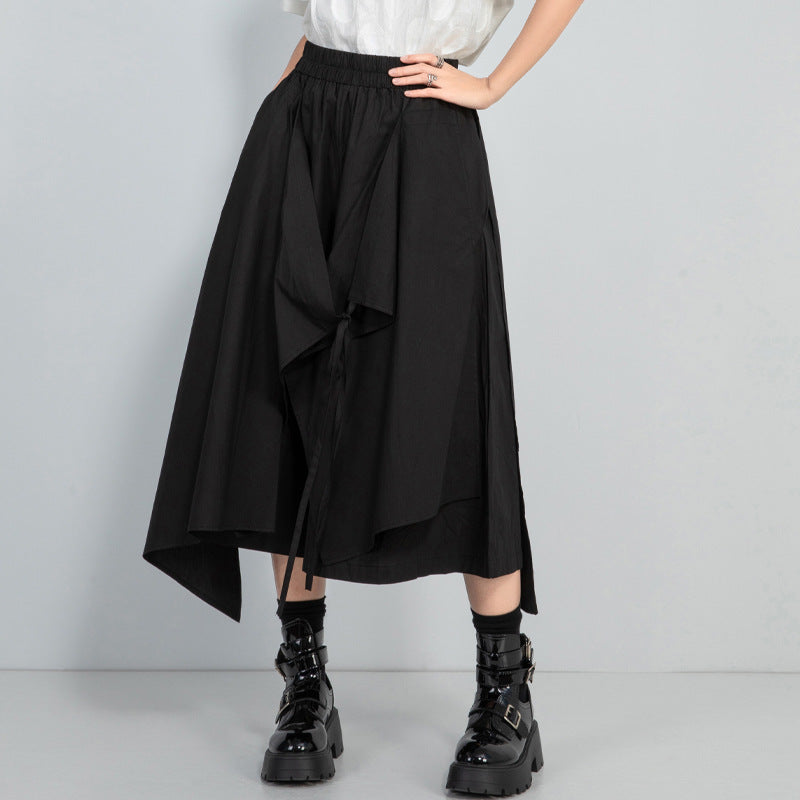 Elastic Waist Irregular Patchwork Skirt Pants