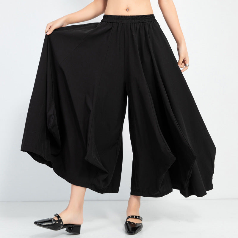 High-waisted Draped Wide-leg Culottes