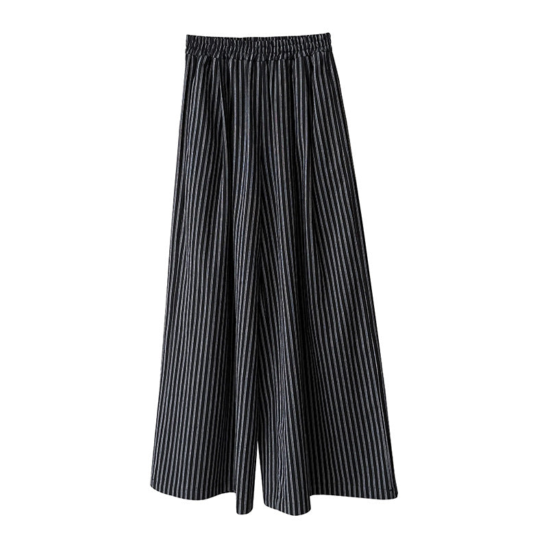 Striped Straight High Waist Loose Wide Leg Pants