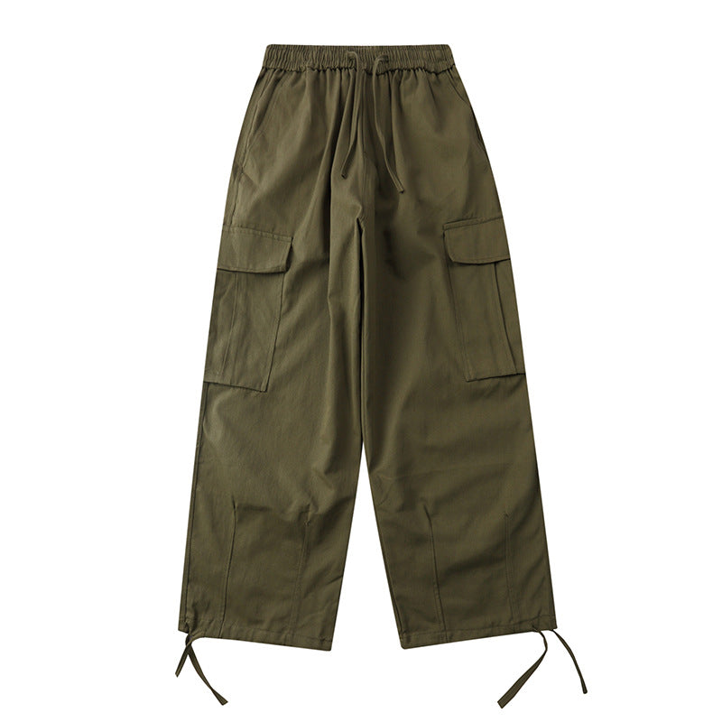 Drawstring Side Pockets Adjustable Trousers