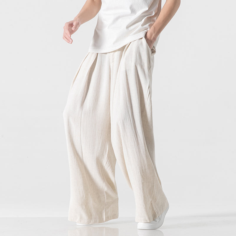 Loose Solid Straight-leg Pants