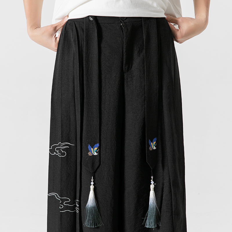 Retro Wide-leg Straight-leg Cropped Pants