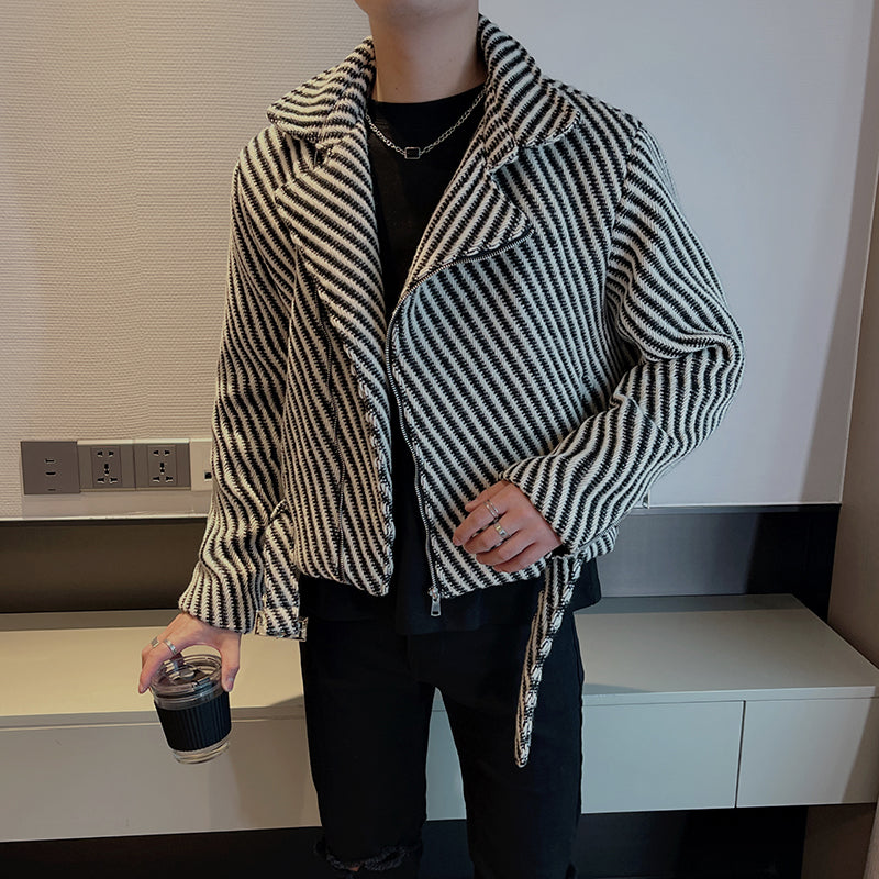 Striped Padded Cropped Jacket