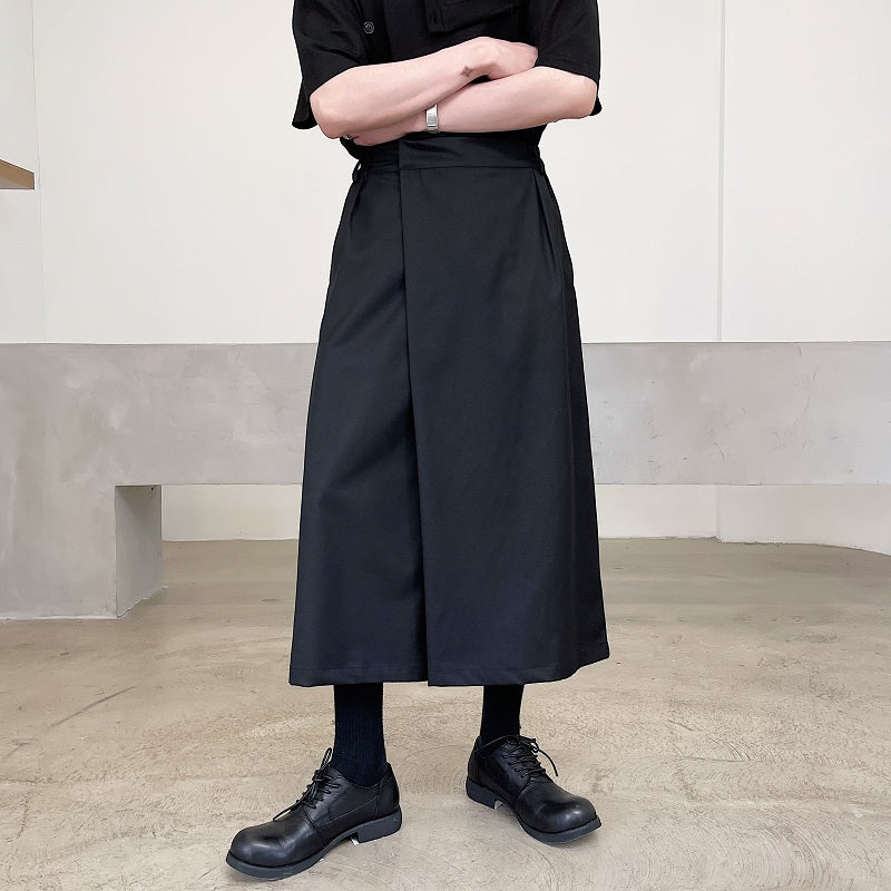 Asymmetric Wide-leg Culottes Hakama Pants