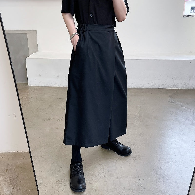 Asymmetric Wide-leg Culottes Hakama Pants