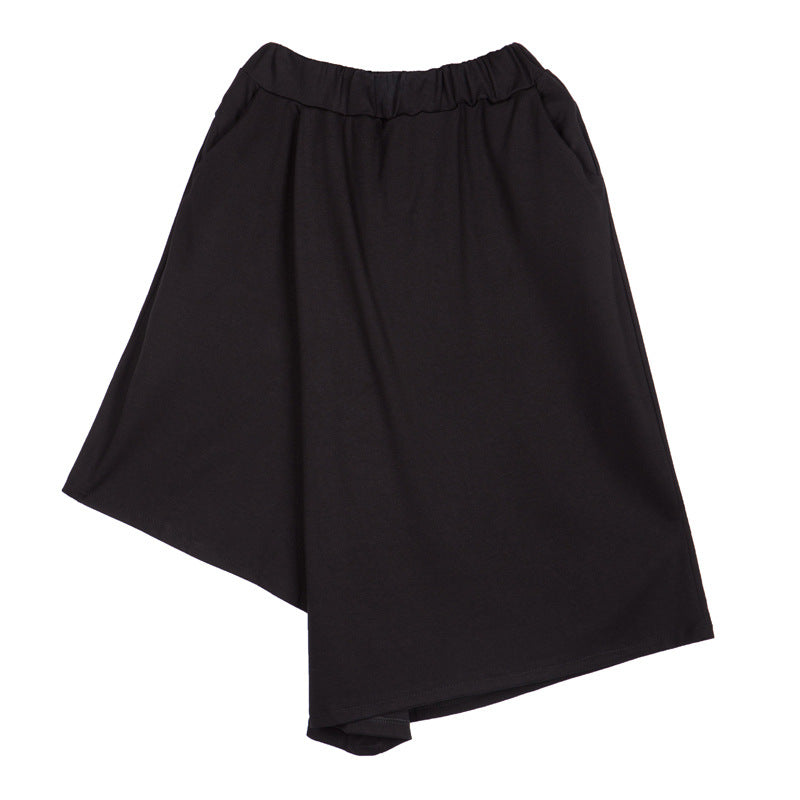 Elastic Waist Irregular Leg Loose Pants
