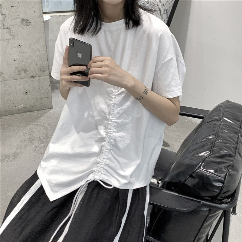 Drawstring Irregular T-shirt