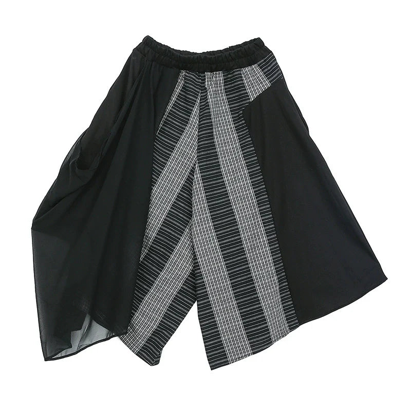 Striped Irregular Wide-leg Pants