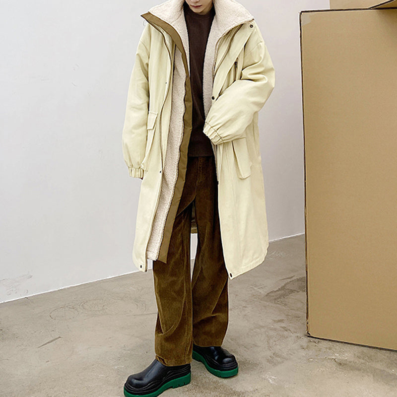 Casual Detachable Faux Lamb Plush Hooded Coat