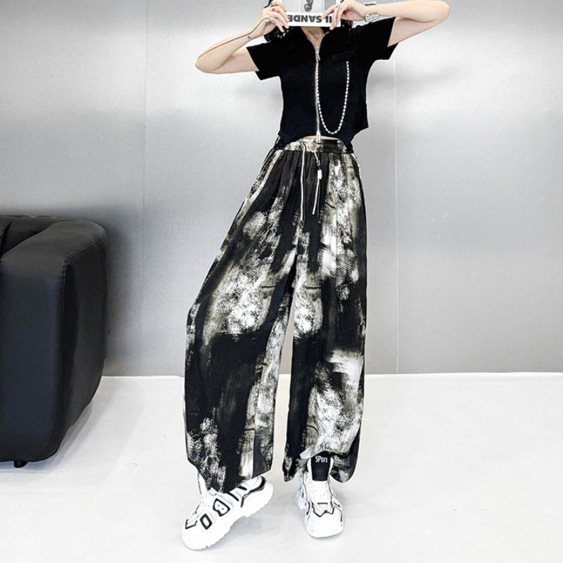 Tie-dyed Loose Ice Silk Casual Bloomers