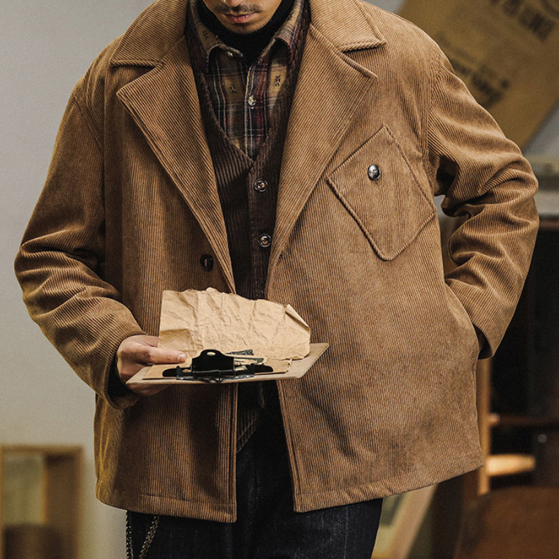 Vintage Solid Color Loose Corduroy Blazer