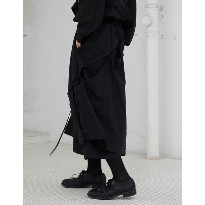 Asymmetric Tie Wide-leg Pants