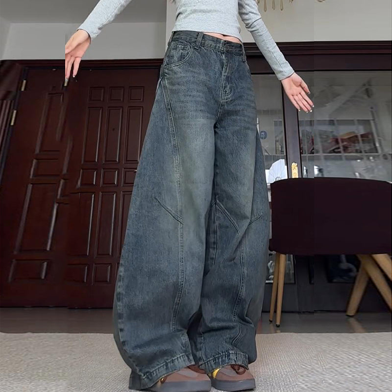 Wide-leg Retro Loose Slim Scimitar Pants