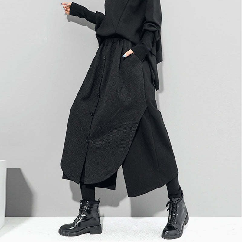 Fake Two-piece Casual Loose Stitching Irregular Wide-leg Pants