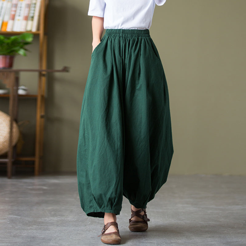 Cotton And Linen Loose Wide-leg Casual Big Bloomers