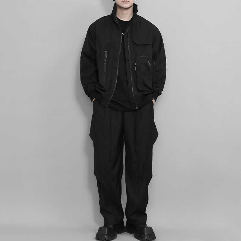 Stand Collar Casual Pocket Work Jacket