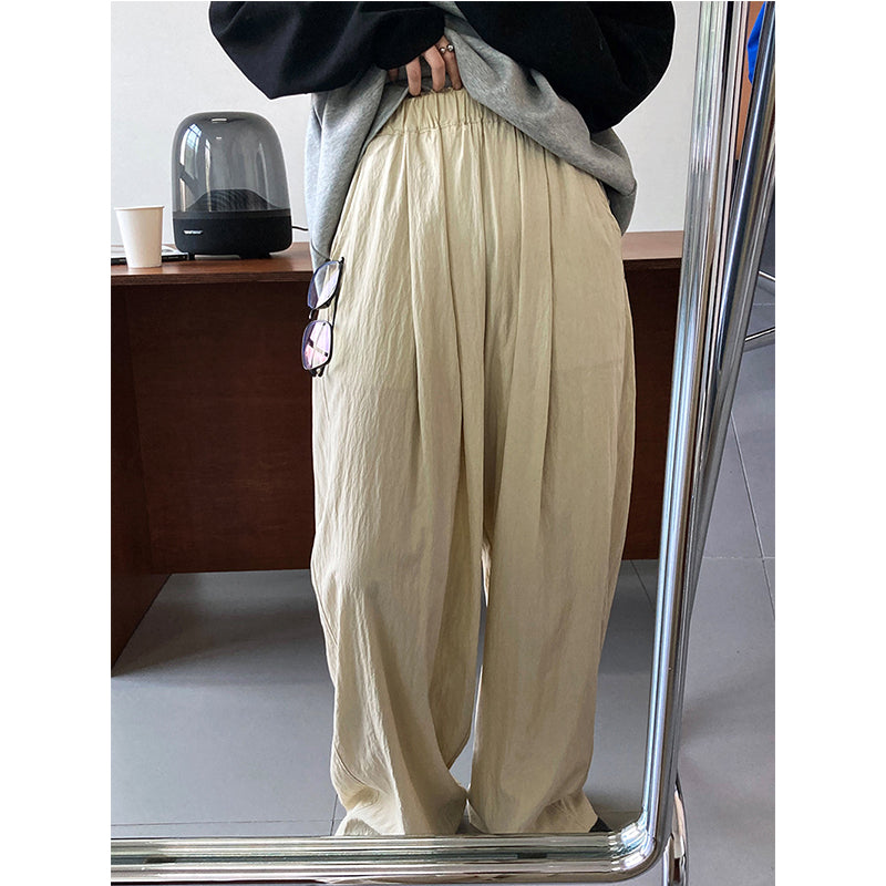 Spring Retro Loose High Waist Drape Wide Leg Pants