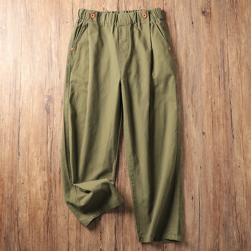 Wide-leg Cotton Loose Japanese Retro Casual Trousers