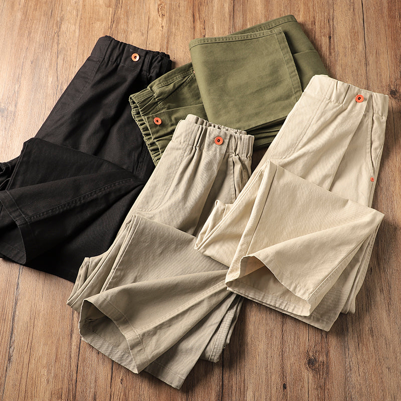 Wide-leg Cotton Loose Japanese Retro Casual Trousers