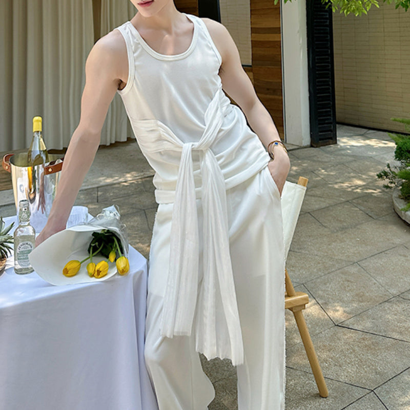 Designed Lace-up Sleeveless Bottoming Shirt