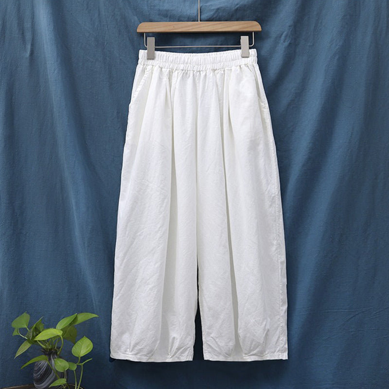 Cotton And Linen Loose Wide-leg Casual Big Bloomers