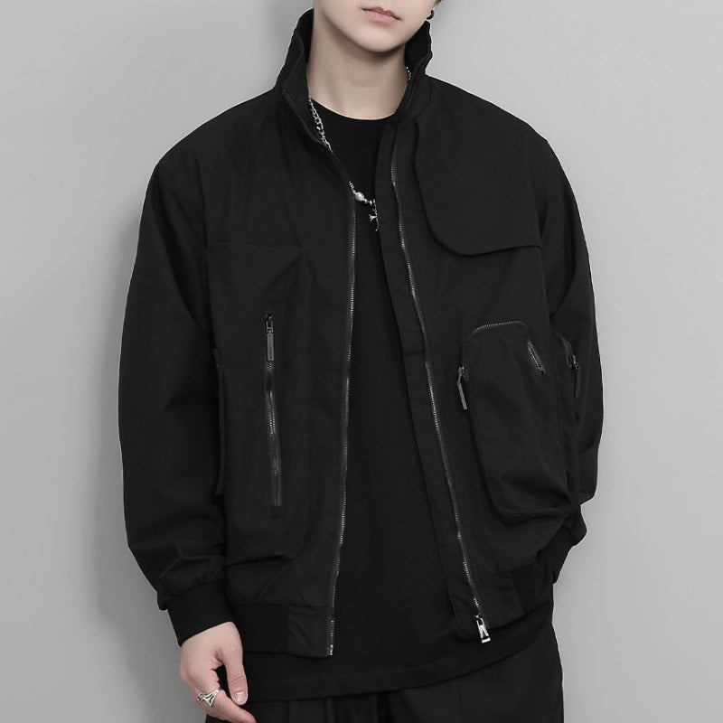 Stand Collar Casual Pocket Work Jacket