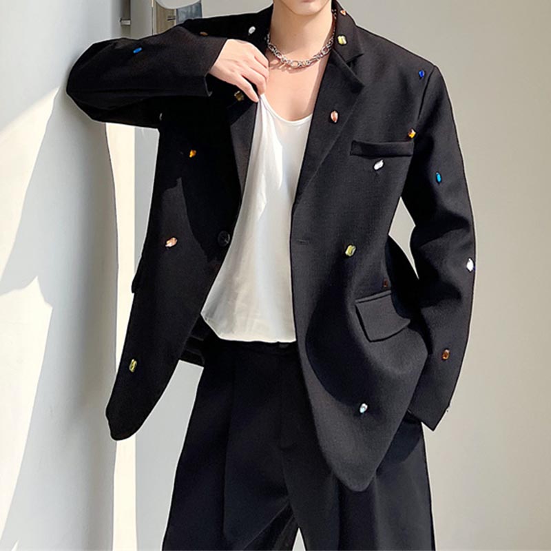 Multicolored Rhinestone Decoration  Blazer