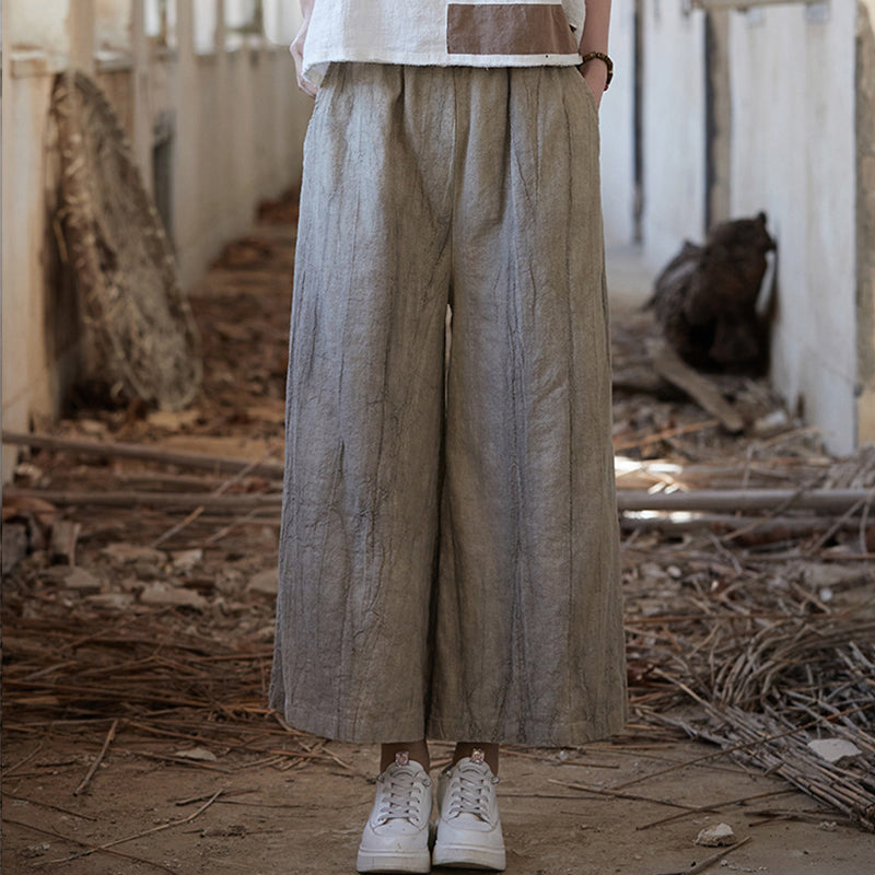 Tie-dyed Elastic Waist Wide-leg Pants