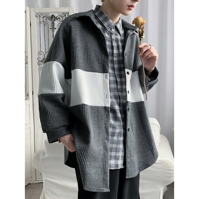 Color Contrast Paneled Knit Jacket