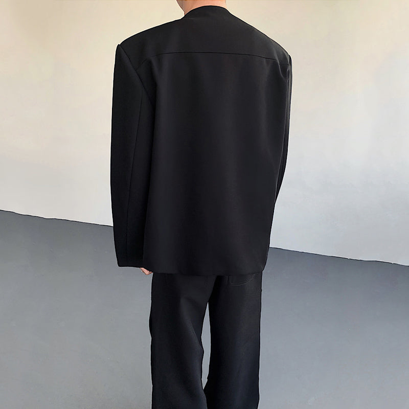 Metal Button V-neck Short Suit Jacket