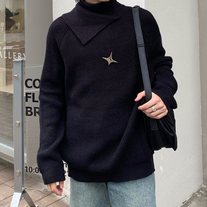 Double Collar Lazy Bottoming Sweater