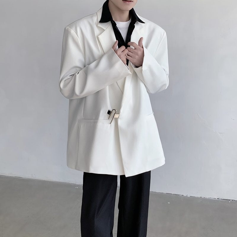White Suit Jacket with Metal Buttons