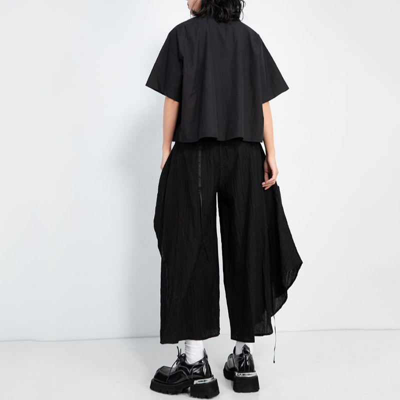 Irregular Elastic Waist Loose Wide-leg Pants