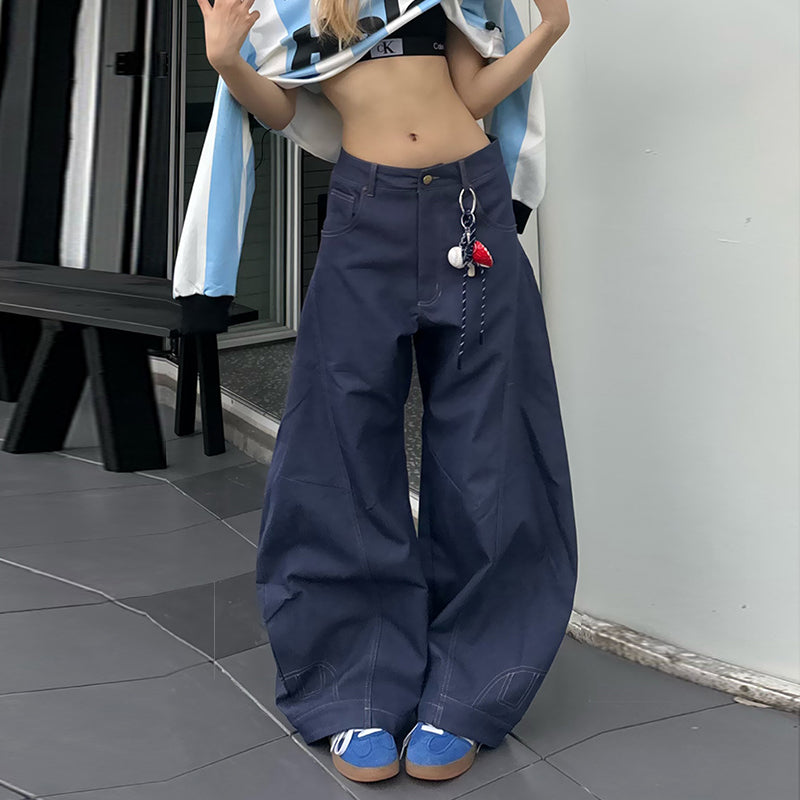 American Retro Inverted Design Embroidered Scimitar Jeans