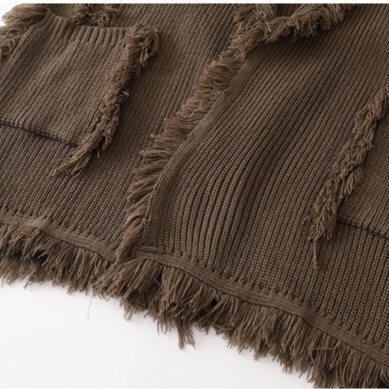 Raw Edge Star Pattern Cardigan Sweater