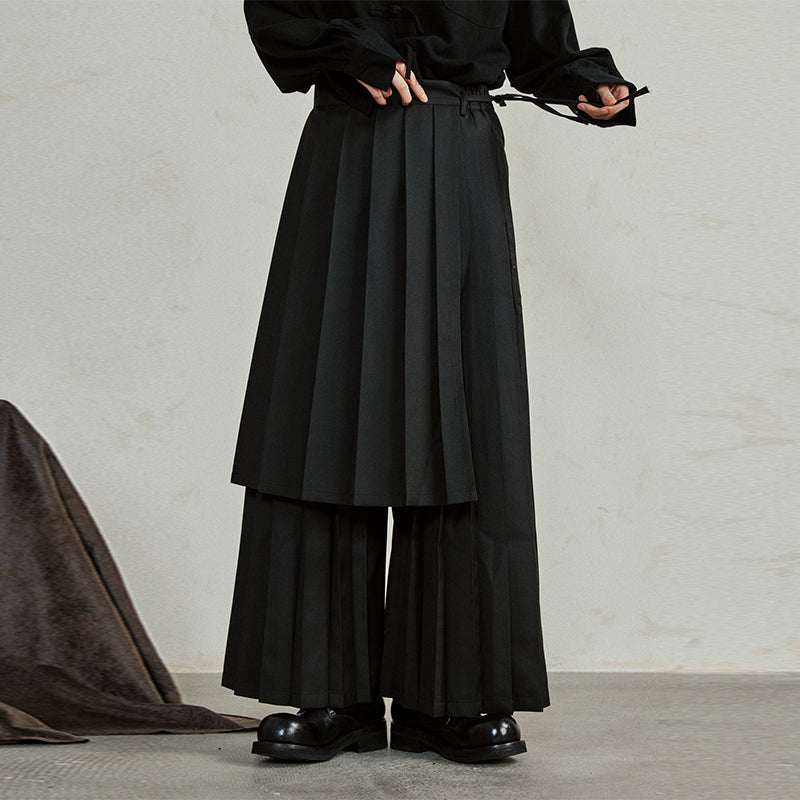Detachable Samurai Wide Leg Pleated Culottes