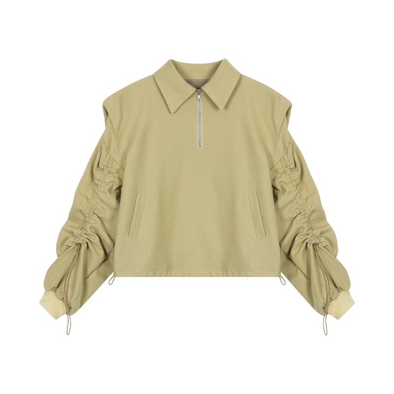 Drawstring Sleeves Half Zip Long Sleeves Sweatshirts