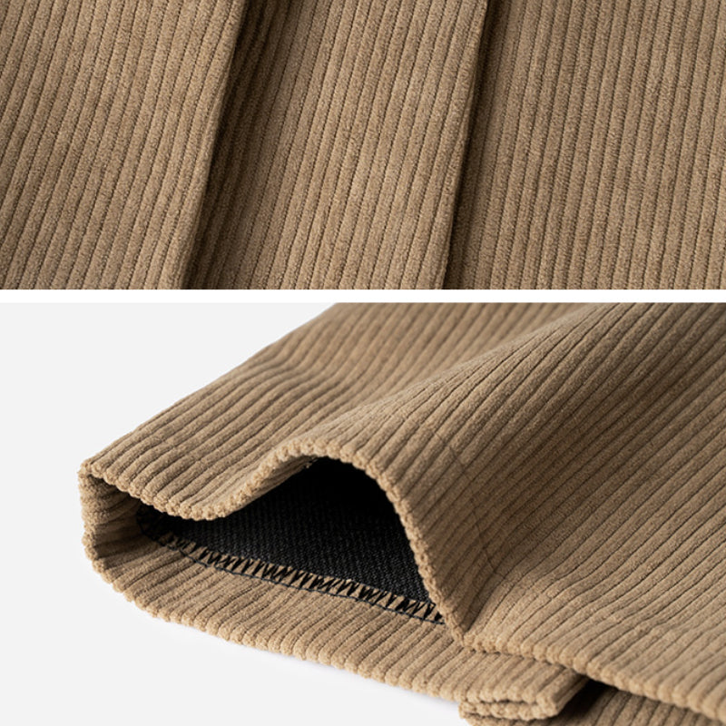 Vintage Corduroy Pleated High-waisted Wide-leg Shorts