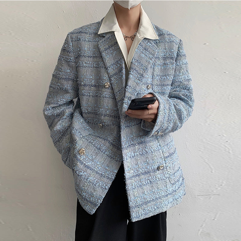 Double Breasted Loose Tweed Blazer